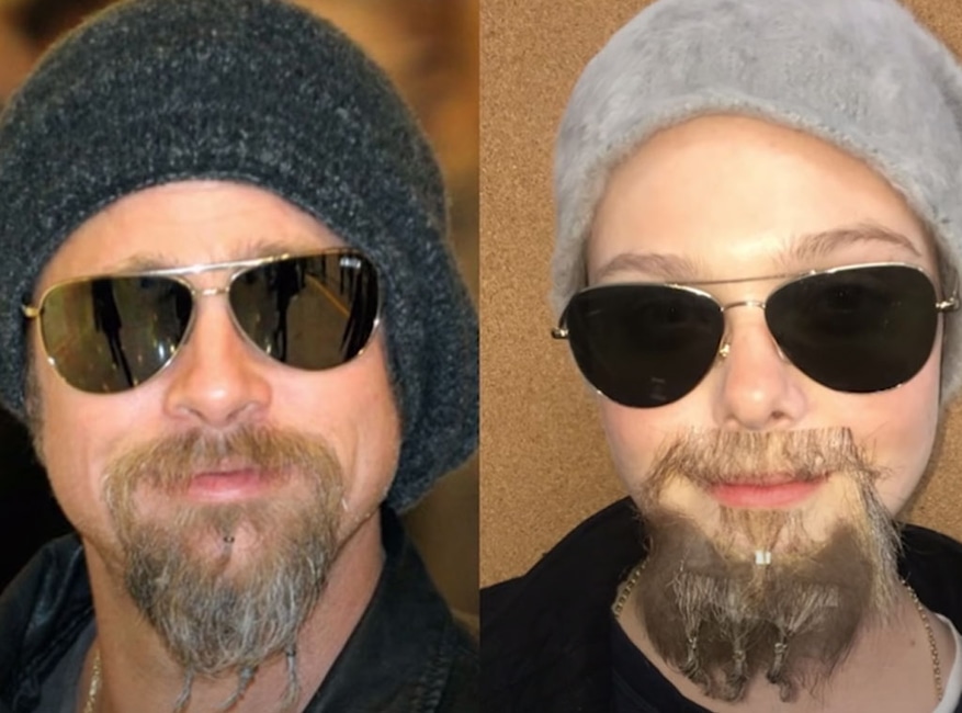 Brad Pitt, Elle Fanning, Beard Bead